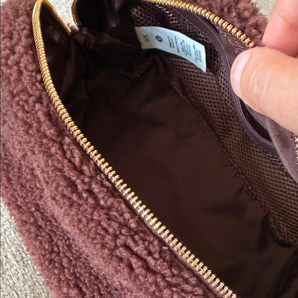 Lululemon Athletica Brown Fleece Makeup Pouch with Gold Accents - Picture 11 of 16